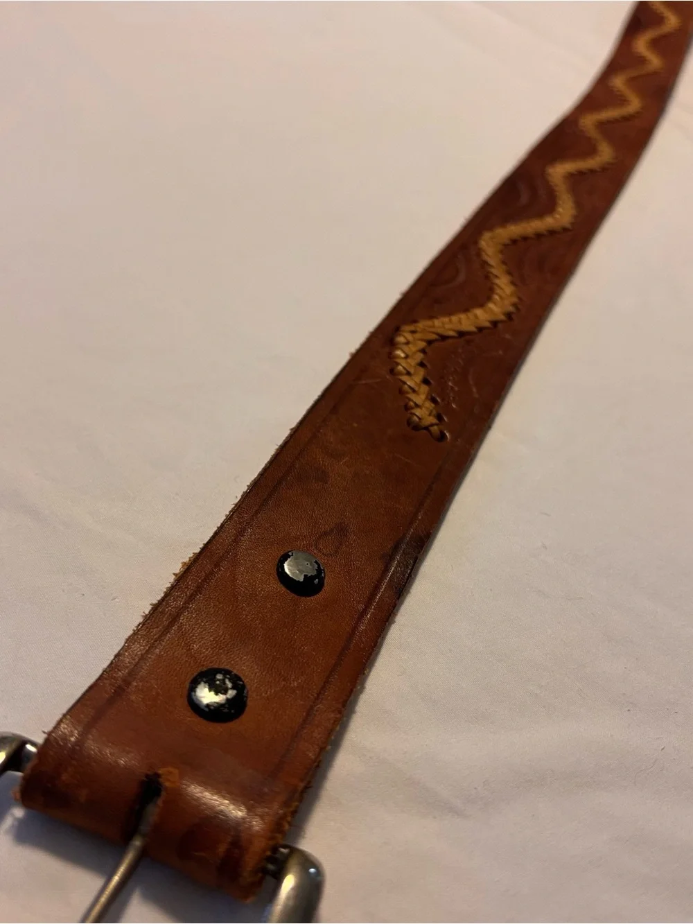 LOT OF 2 VINTAGE 70’S HAND TOOLED  LEATHER WESTERN SZ 36